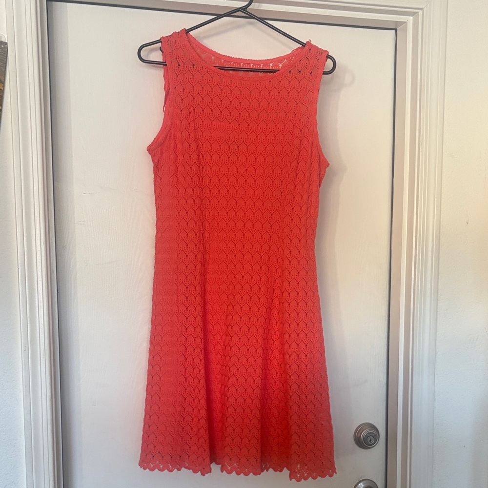 Ronni Nicole Vibrant coral Lace Mini Dress